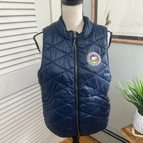 IVORY ELLA Womens Puffer Vest XL Blue Jacket Full Zip Quilted Elephant Outdoors - Picture 1 of 11